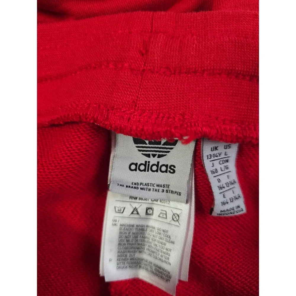 Adidas Originals Boys Red Trefoil Circle Logo Sweat Shorts Size L 13-14Y